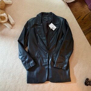 Forever 21 Black Faux Leather Blazer